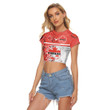 1sttheworld Clothing - Canada Sport Broken Style Women's Raglan Cropped T-shirt A35