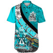 1stteworld Clothing - Norfolk Island Special Polynesia Cyan Style Short Sleeve Shirt A35