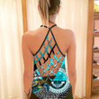 1stteworld Clothing - Micronesia Special Polynesia Cyan Style Criss Cross Tank Top A35
