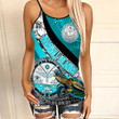 1stteworld Clothing - Marshall Islands Special Polynesia Cyan Style Criss Cross Tank Top A35