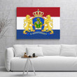 1sttheworld Netherlands Canvas - Schaak Dutch Family Crest Canvas Wall Art - Flag of Netherlands and Coat of Arms A7