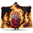 1sttheworld Hooded Blanket - Of Vermont 1837 - 1923 Flaming Skull Hooded Blanket A7 | 1sttheworld