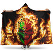 1sttheworld Hooded Blanket - Portugal Flaming Skull Hooded Blanket A7 | 1sttheworld
