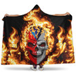 1sttheworld Hooded Blanket - Czech Republic Flaming Skull Hooded Blanket A7 | 1sttheworld