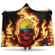 1sttheworld Hooded Blanket - Ecuador Flaming Skull Hooded Blanket A7 | 1sttheworld
