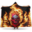 1sttheworld Hooded Blanket - Of Arkansas Flaming Skull Hooded Blanket A7 | 1sttheworld