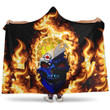 1sttheworld Hooded Blanket - Bonaire Flaming Skull Hooded Blanket A7 | 1sttheworld