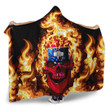1sttheworld Hooded Blanket - Of Wyoming Flaming Skull Hooded Blanket A7