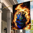 1sttheworld Flag - Of Kansas Flaming Skull Flag A7