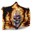1sttheworld Hooded Blanket - Faroe Islands Flaming Skull Hooded Blanket A7