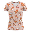 1sttheworld Clothing - Cartoon Corgi Dog - V-neck T-shirt A7 | 1sttheworld
