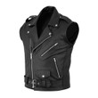1sttheworld Clothing - Bowie Ancient Tartan Luck of the Irish Sleeve Leather Sleeveless Biker Jacket A35