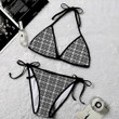 1sttheworld Clothing - Scott Black & White Modern Tartan 2 Piece Bikini A35