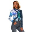 Thistle Scotland Celtic Knot and Strained Window Blue Style Women's Stretchable Turtleneck Top A94 | 1stIreland
