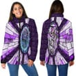 Thistle Scotland Celtic Knot and Strained Windown Purple Style Women Padded Jacket A94 | 1stIreland