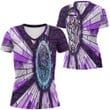 Thistle Scotland Celtic Knot and Strained Windown Purple Style V-neck T-shirt A94 | 1stIreland