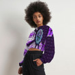 Thistle Scotland Celtic Knot and Strained Windown Purple Style Croptop Hoodie A94 | 1stIreland