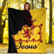 1sttheworld Premium Blanket - Royal Banner Of Scotland Jesus Premium Blanket A7 | 1sttheworld