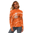 1sttheworld Clothing - Netherlands King's Day - Oranje Boven Tie Dye Style - Women's Stretchable Turtleneck Top A7 | 1sttheworld