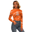 1sttheworld Clothing - Netherlands King's Day - Oranje Boven Tie Dye Style - Women's Stretchable Turtleneck Top A7 | 1sttheworld