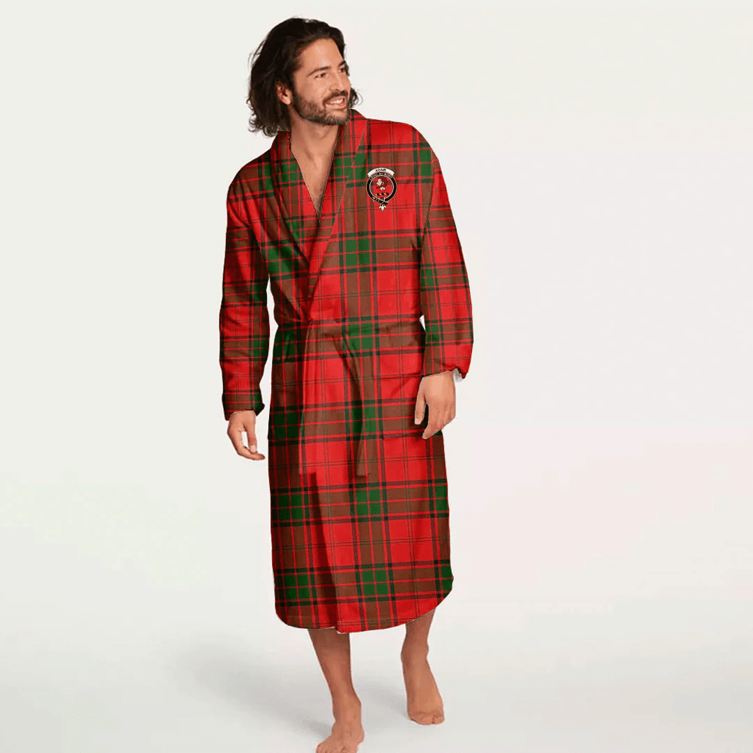 1sttheworld Clothing - Adair Clan Tartan Crest Bath Robe A7