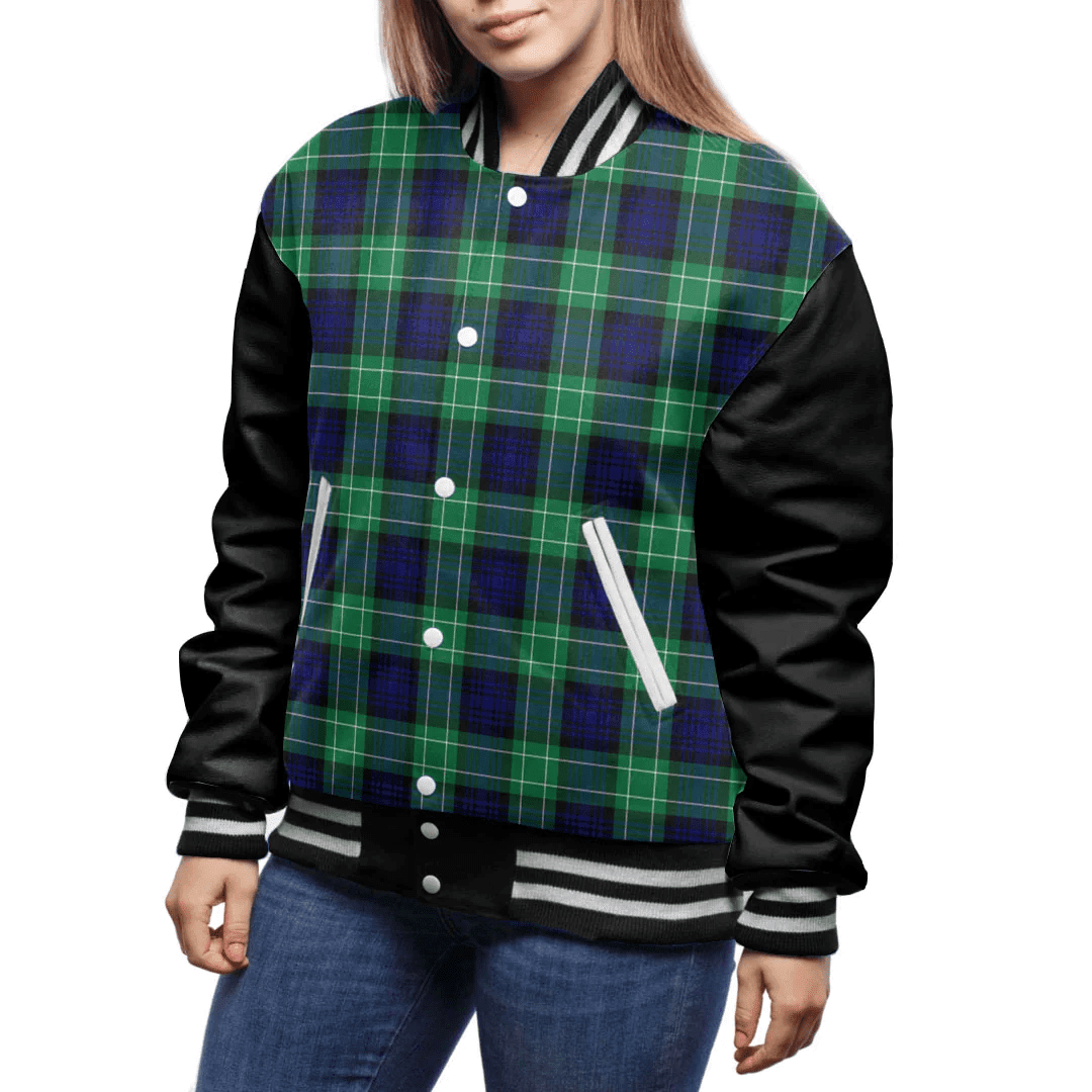 1sttheworld Clothing - Abercrombie Tartan Baseball Jacket - Black Sleeves A7