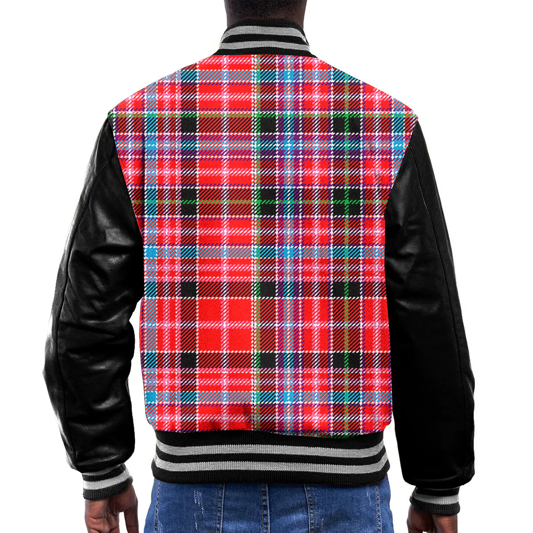 1sttheworld Clothing - Aberdeen District Tartan Baseball Jacket - Black Sleeves A7