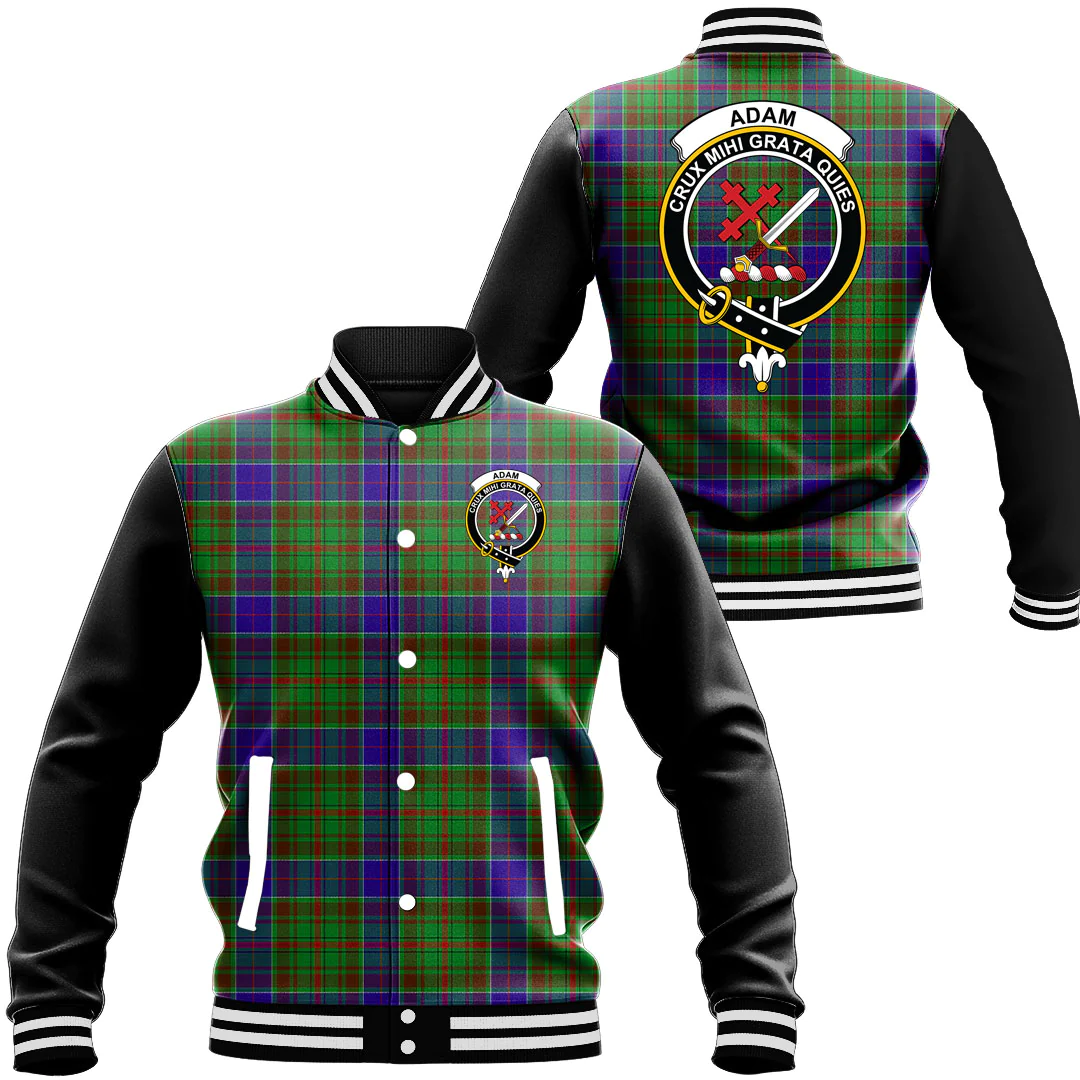 1sttheworld Clothing - Adam Clan Tartan Crest Baseball Jacket - Black Sleeves A7 | 1sttheworld
