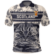 1sttheworld Clothing - Middleton Family Crest Polo Shirt Scottish Fold Cat and Thistle Drawing Style A7