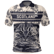 1sttheworld Clothing - Newlands Family Crest Polo Shirt Scottish Fold Cat and Thistle Drawing Style A7