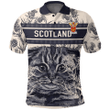 1sttheworld Clothing - MacBride or MacBraid Family Crest Polo Shirt Scottish Fold Cat and Thistle Drawing Style A7