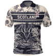 1sttheworld Clothing - Spence Family Crest Polo Shirt Scottish Fold Cat and Thistle Drawing Style A7