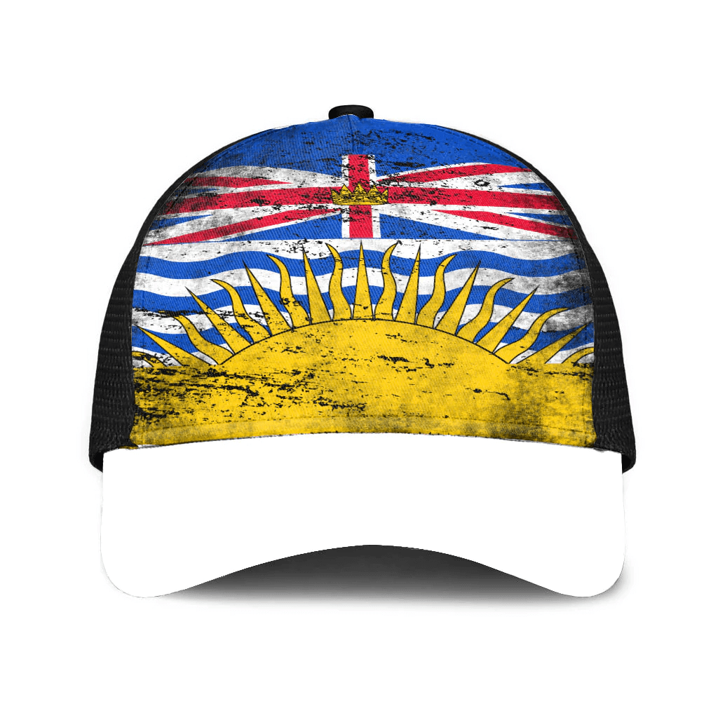 1sttheworld Cap - Canada Of British Columbia Mesh Back Cap - Special Grunge Style A7
