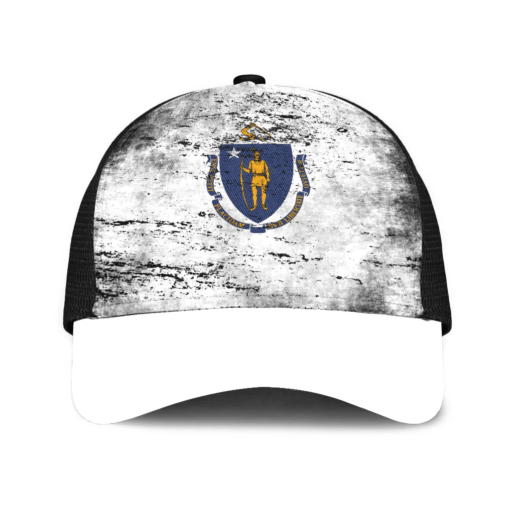 1sttheworld Cap - Massachusetts Mesh Back Cap - Special Grunge Style A7