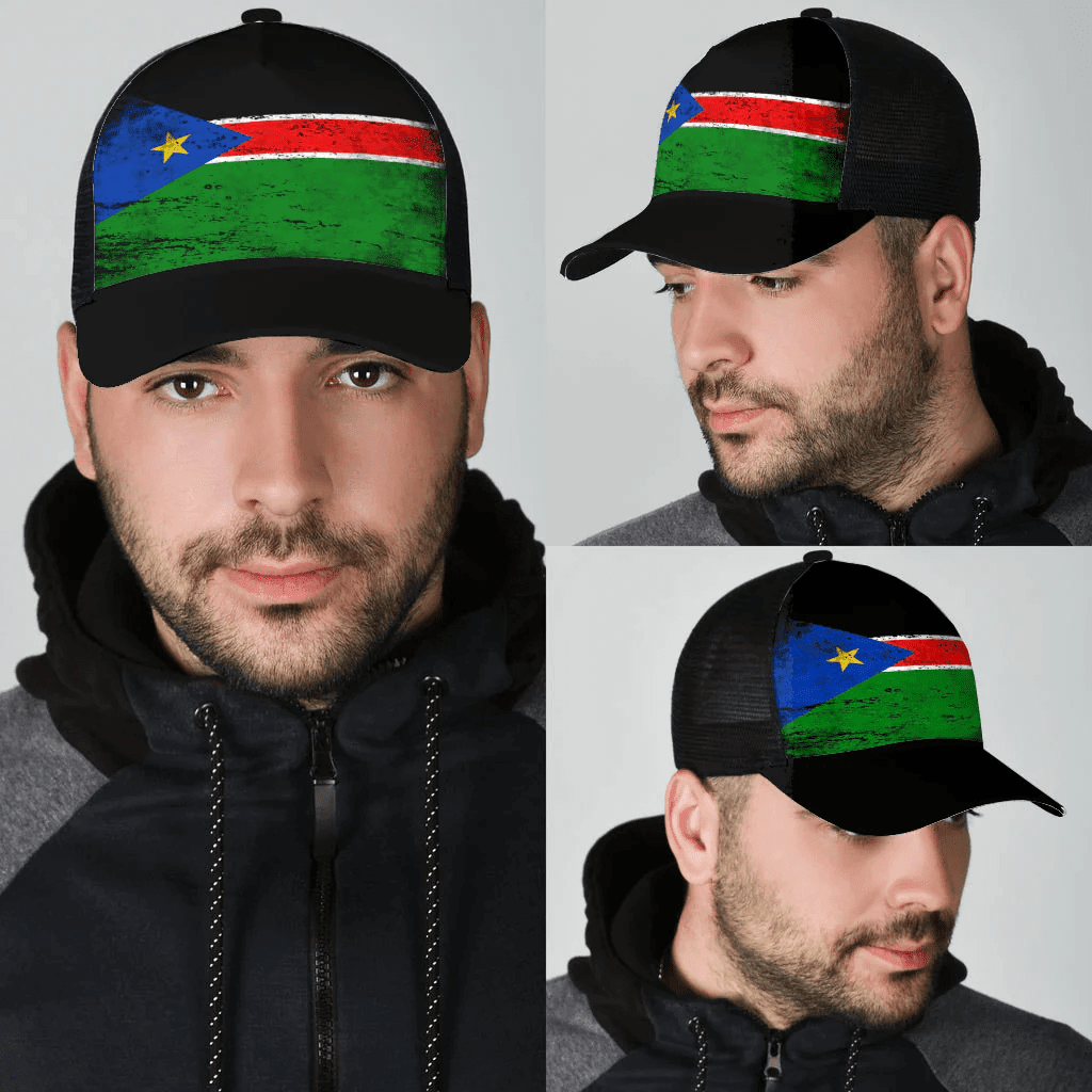 1sttheworld Cap - South Sudan Mesh Back Cap - Special Grunge Style A7