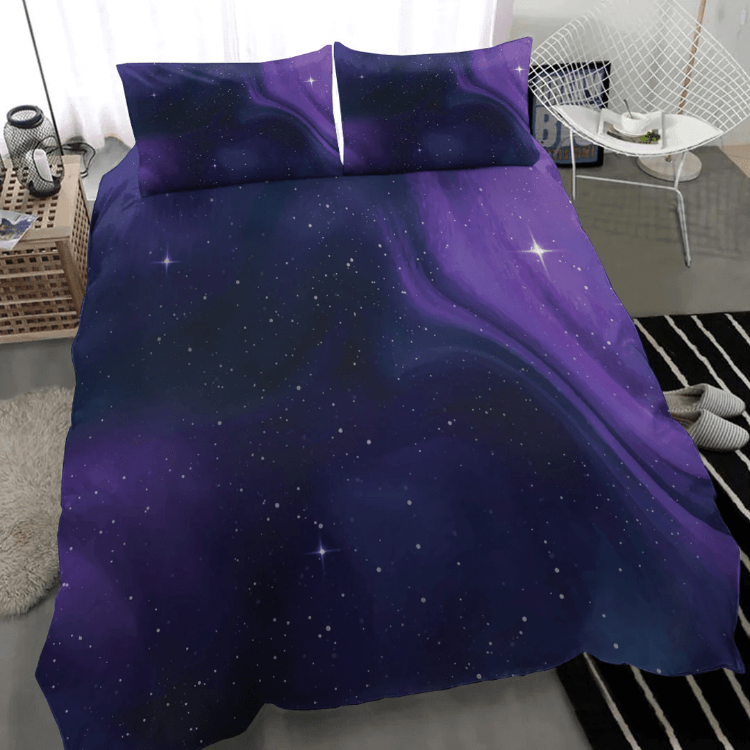 1sttheworld Bedding Set - Watercolor Galaxy Purple Color Bedding Set Galaxy A35