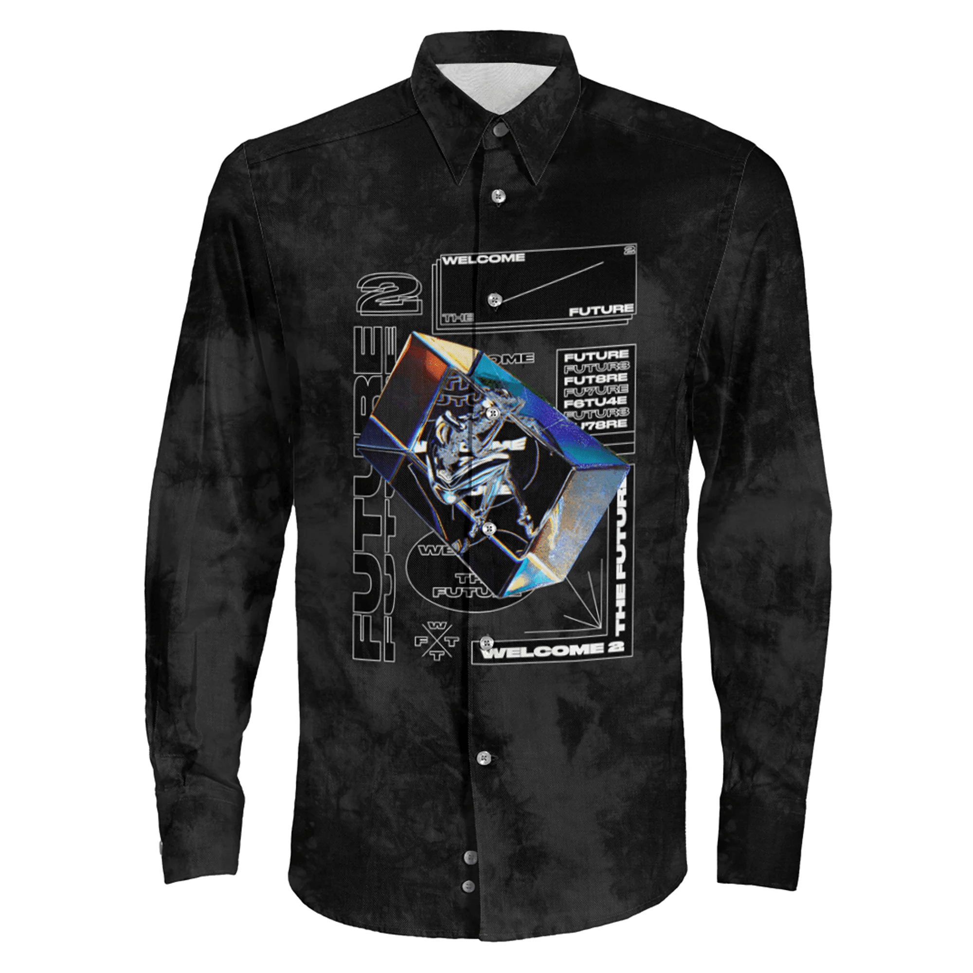 1sttheworld Clothing - Welcome to Future - Long Sleeve Button Shirt A7 | 1sttheworld