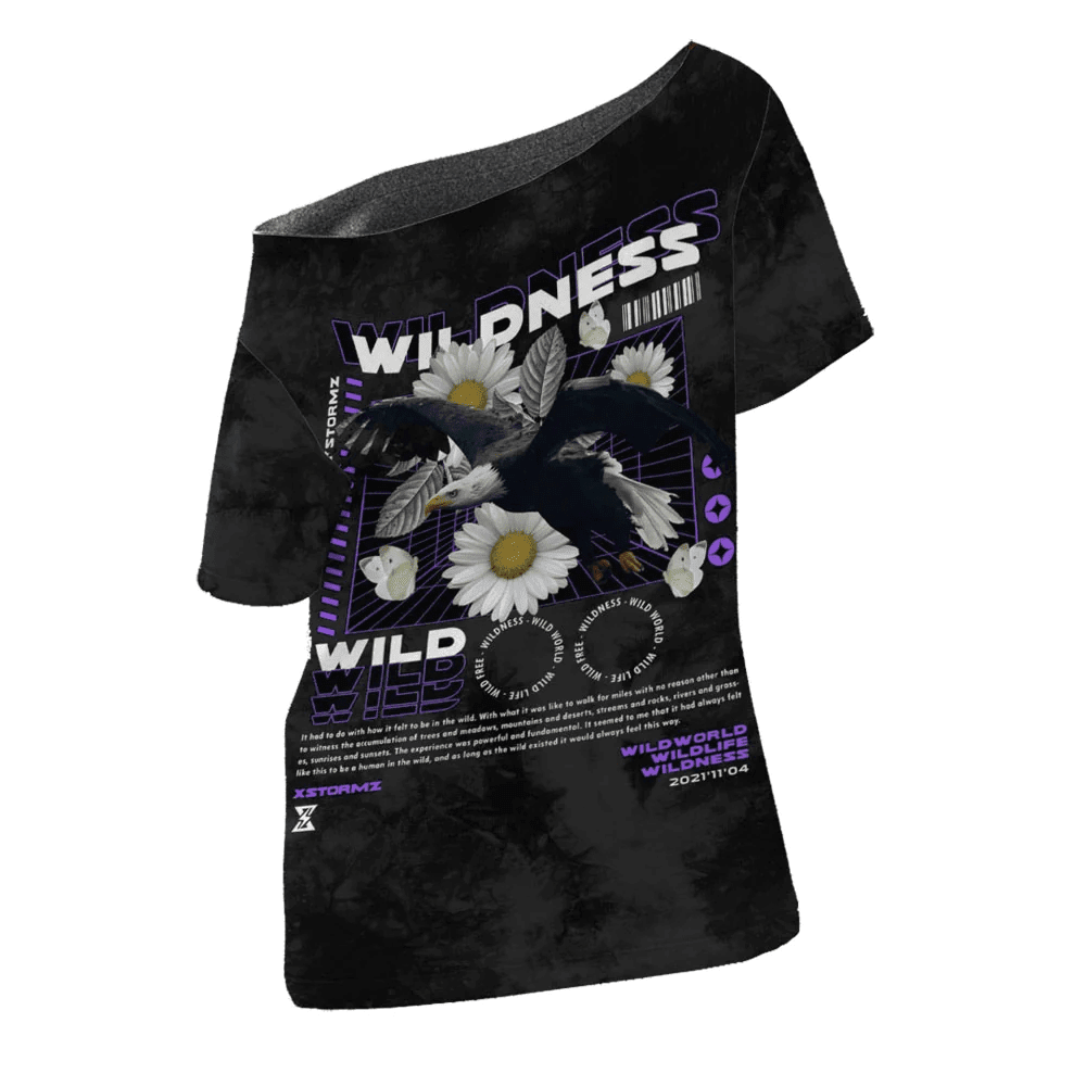1sttheworld Clothing - Wildworld Wildlife - Off Shoulder T-Shirt A7 | 1sttheworld