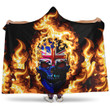 1sttheworld Hooded Blanket - United Kingdom Union Jack Flaming Skull Hooded Blanket A7 | 1sttheworld