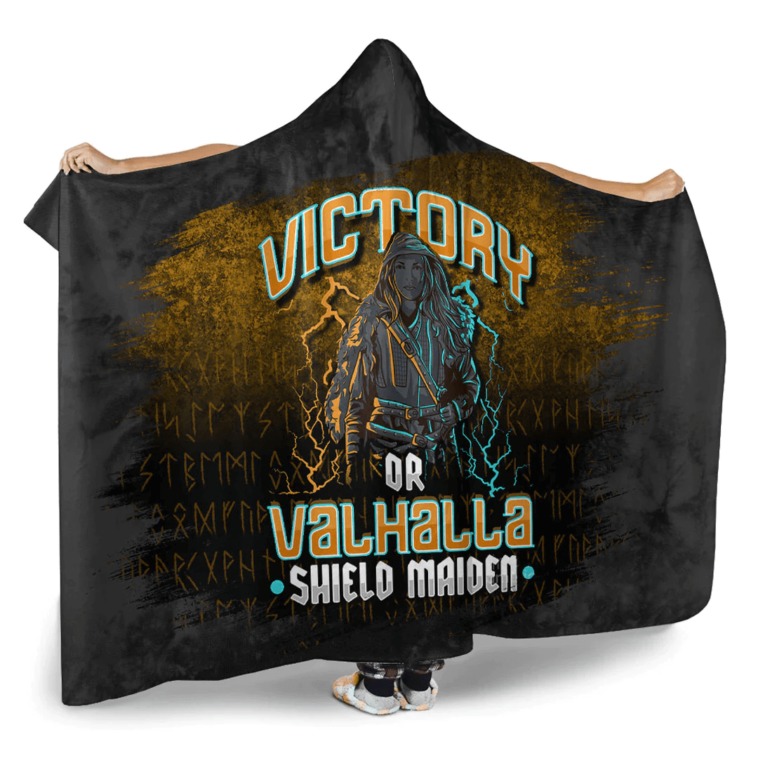 1sttheworld Hooded Blanket - Vikings Victory Or Valhalla Hooded Blanket A7
