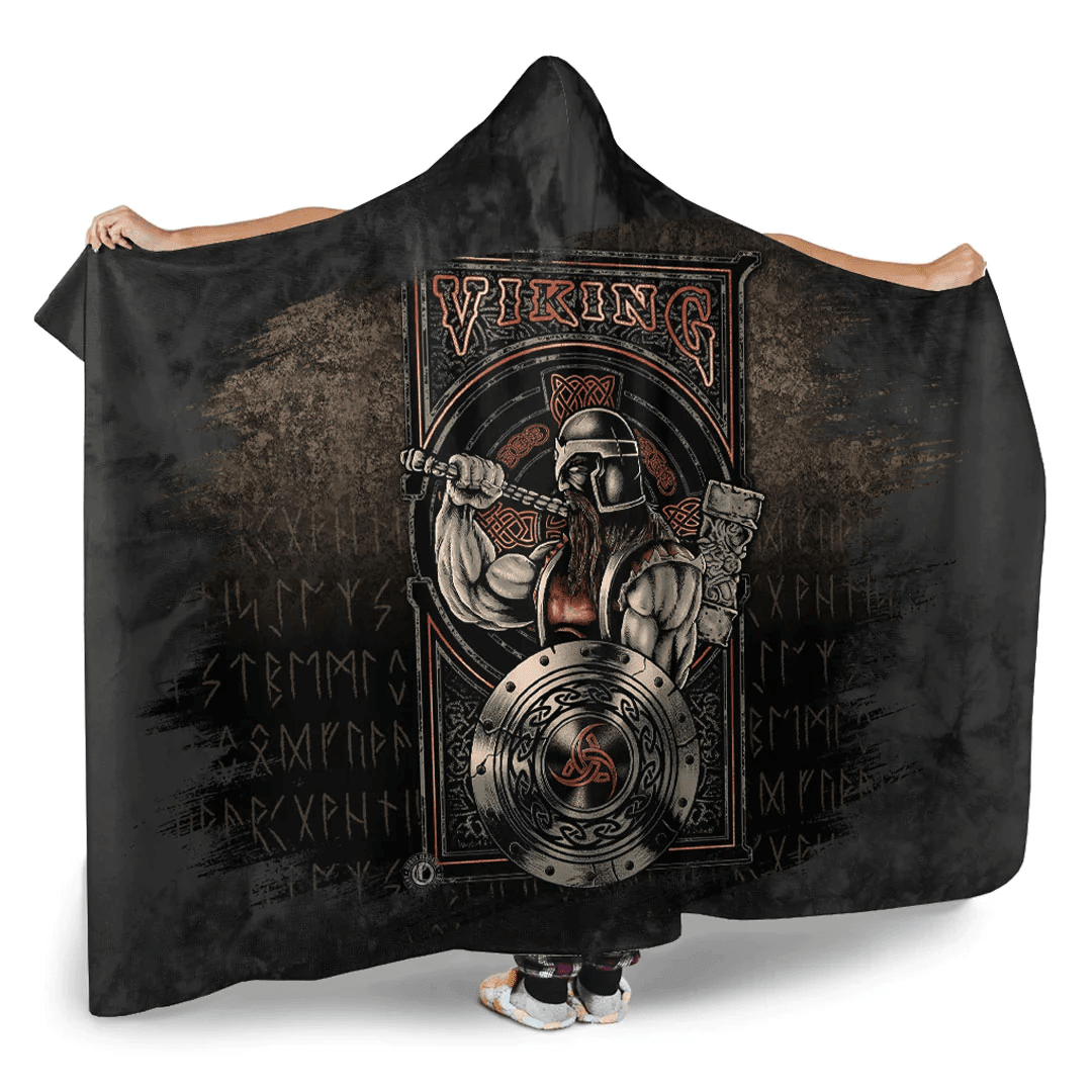1sttheworld Hooded Blanket - Vikings' Solving Problems With An Axe Hooded Blanket A7