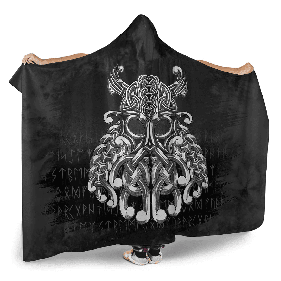 1sttheworld Hooded Blanket - Vikings Odin Valhalla Green Hooded Blanket A7