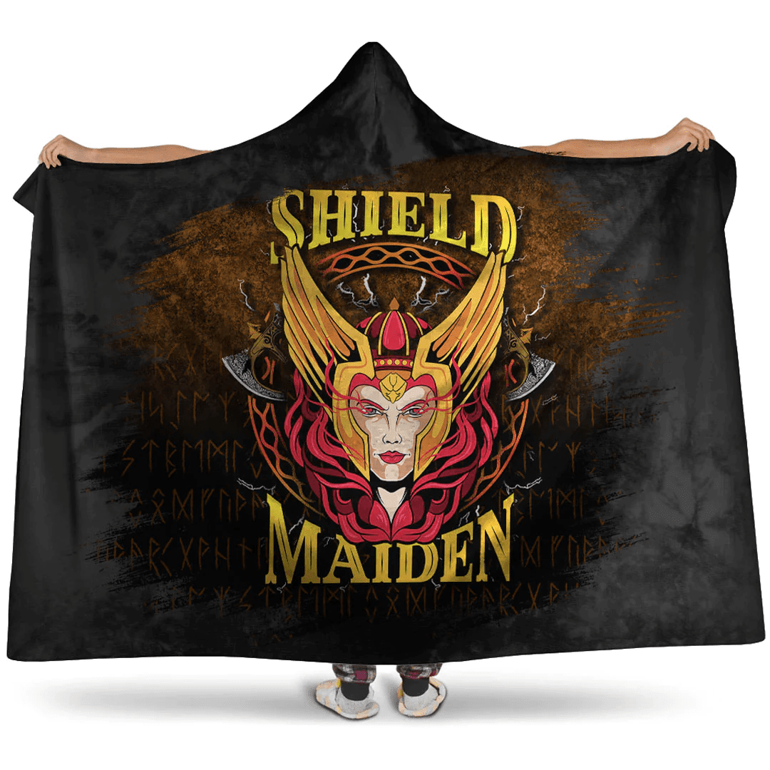 1sttheworld Hooded Blanket - Vikings Shieldmaiden Hooded Blanket A7 | 1sttheworld