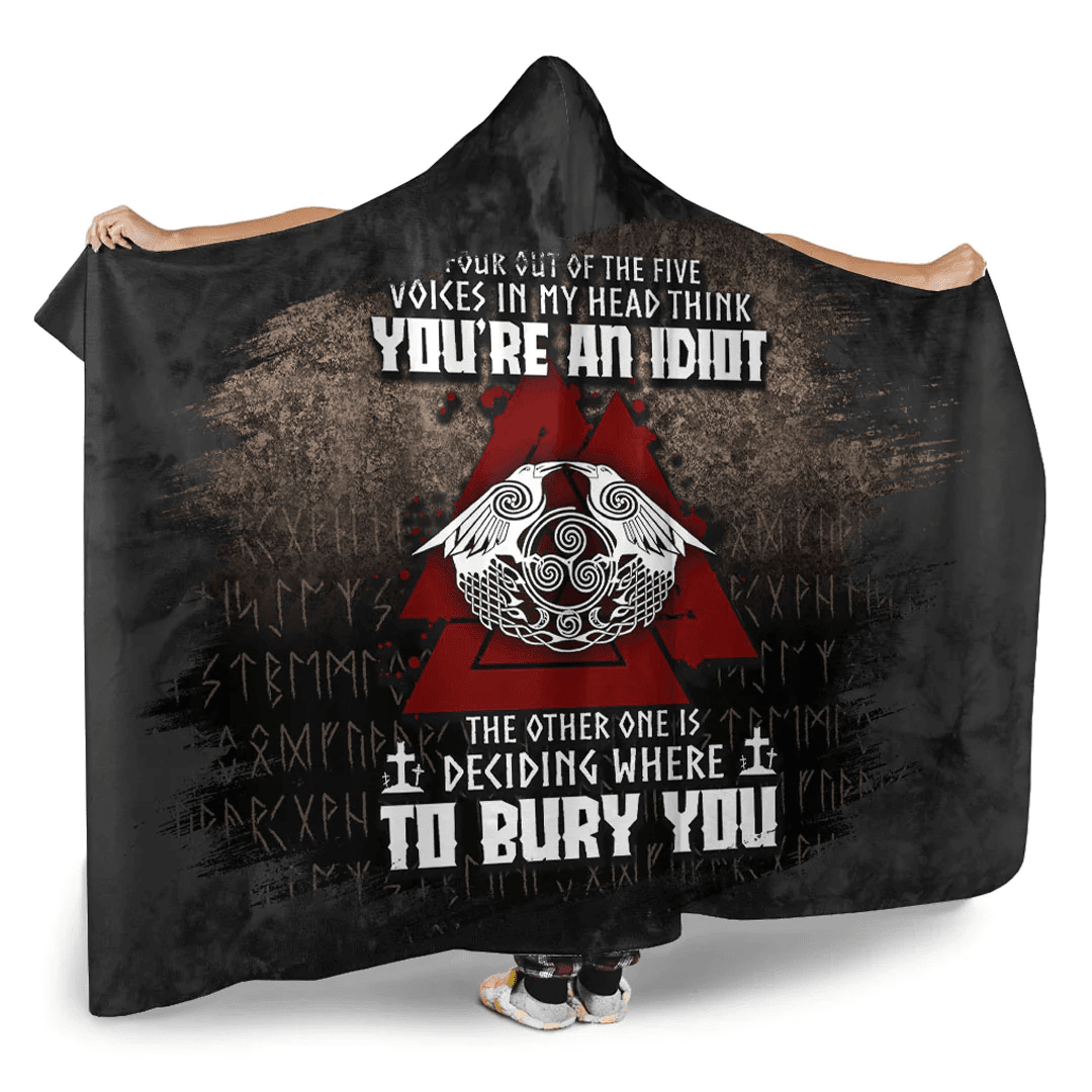 1sttheworld Hooded Blanket - You Are An Idiot Vikings Hooded Blanket A7
