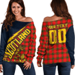 (Custom) 1sttheworld Clothing - Adair Tartan Off Shoulder Sweatshirt Royal Thistle New Style A7 | 1sttheworld
