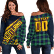 (Custom) 1sttheworld Clothing - Abercrombie Tartan Off Shoulder Sweatshirt Royal Thistle New Style A7 | 1sttheworld