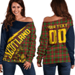 (Custom) 1sttheworld Clothing - Ainslie Tartan Off Shoulder Sweatshirt Royal Thistle New Style A7 | 1sttheworld