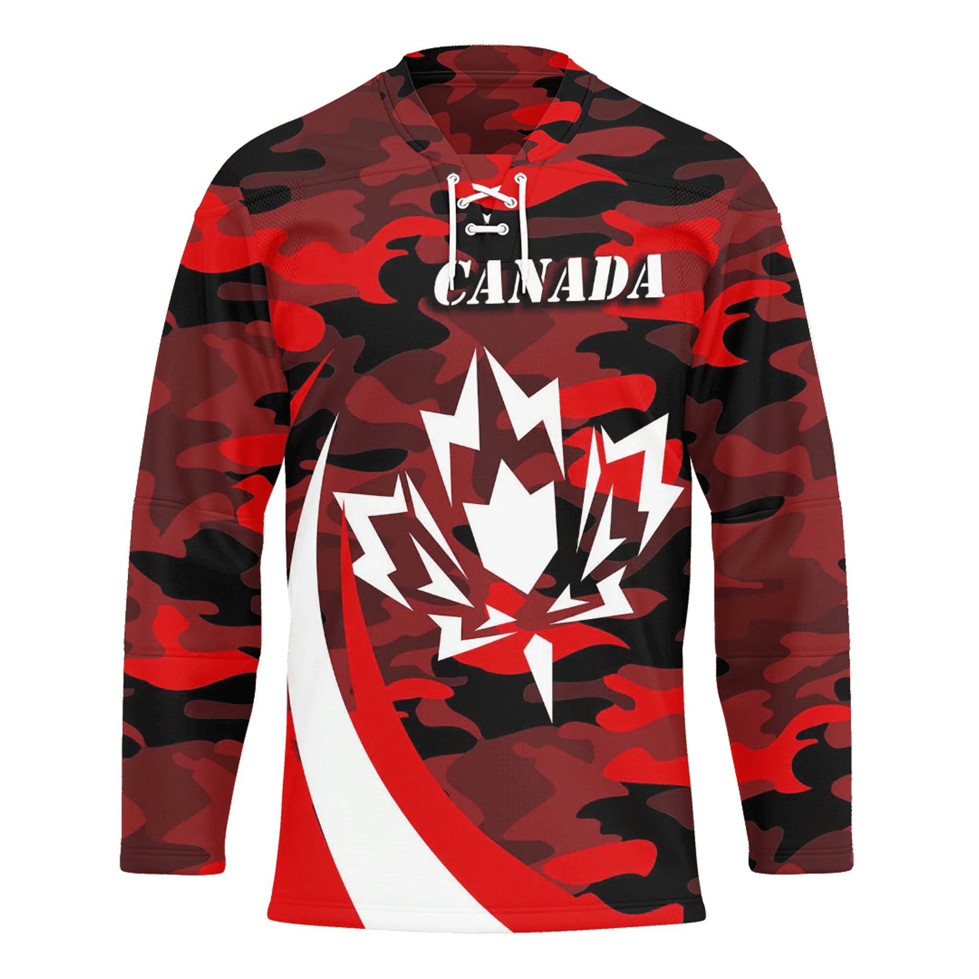 Canada Red Camo and Leaf Hockey Jersey A35 | 1sttheworld