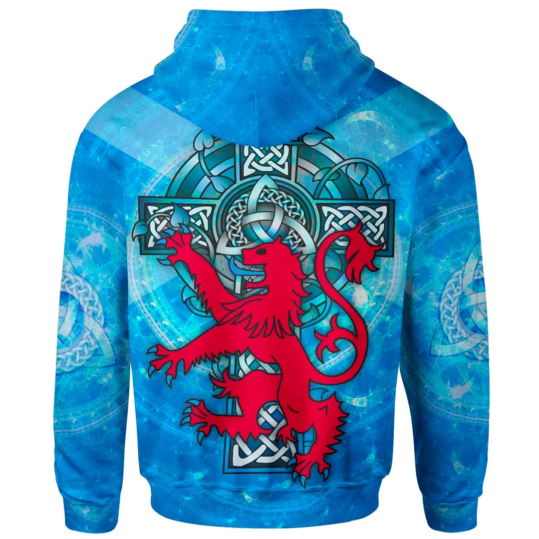 1sttheworld Hoodie - Leck Hoodie - Scottish Lion With Celtic Cross A7