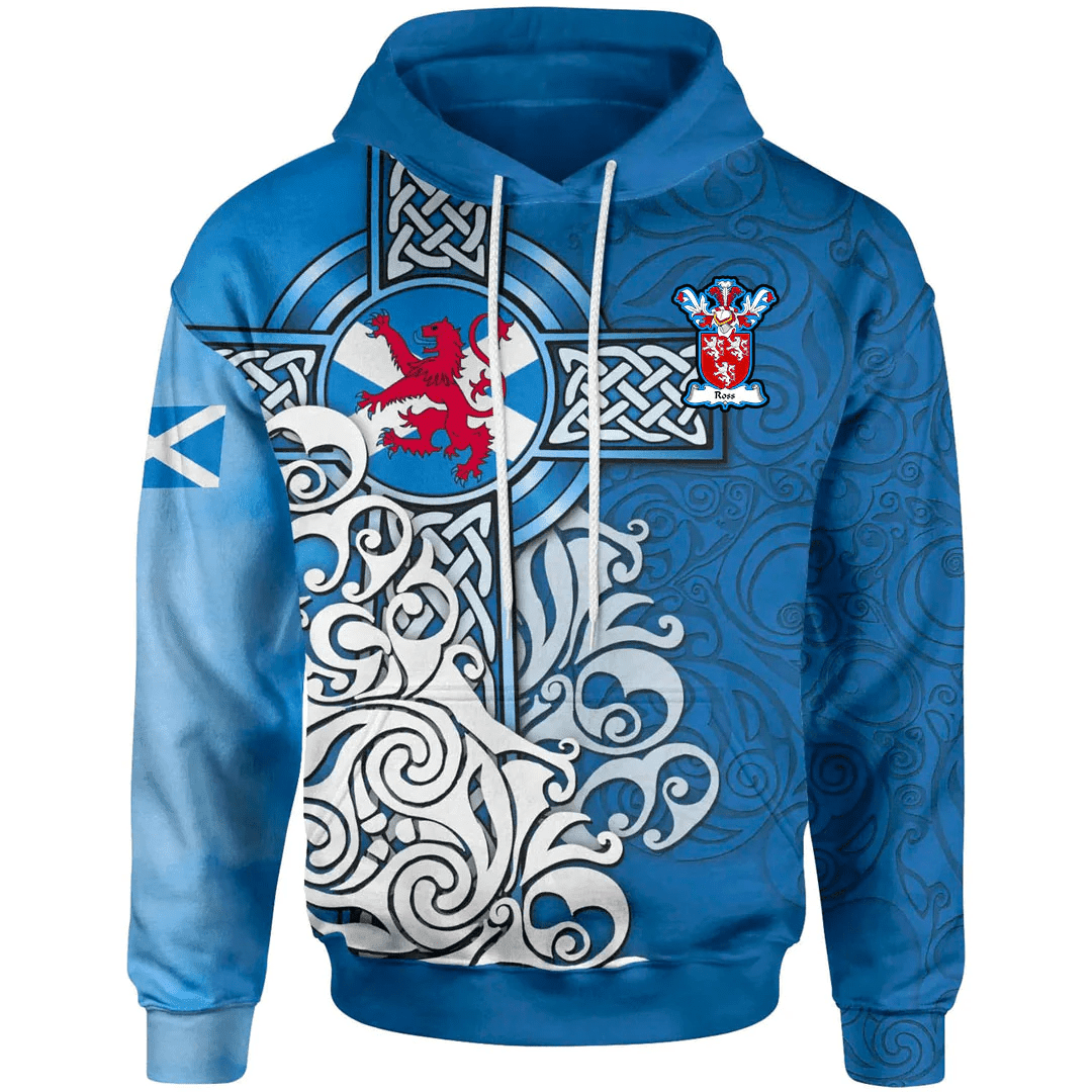1sttheworld Hoodie - Ross Hoodie - Scottish Flag and Lion A7 | 1sttheworld